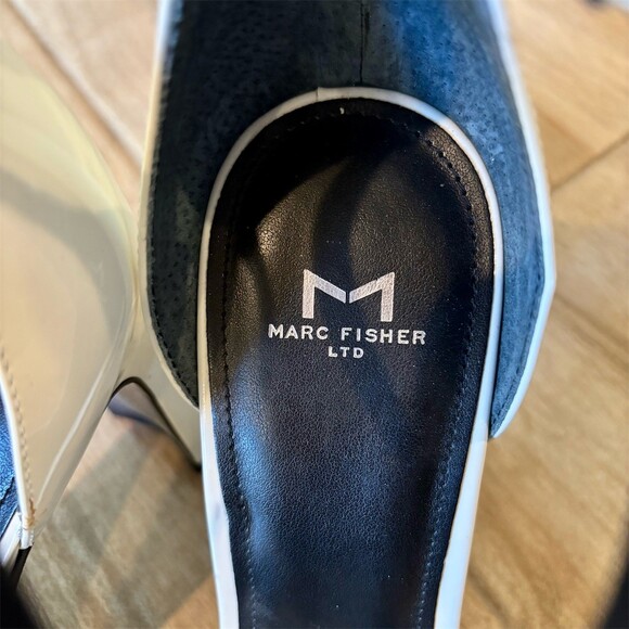 Marc Fisher LTD Heels Womens Size 9 White Ankle Strap Open Toe Block Heel - Picture 4 of 6